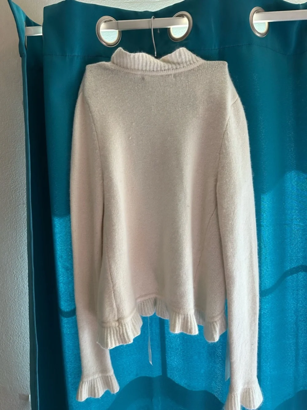 Cream Ruffle-Trim Open Front Cardigan - Picture 2 of 2